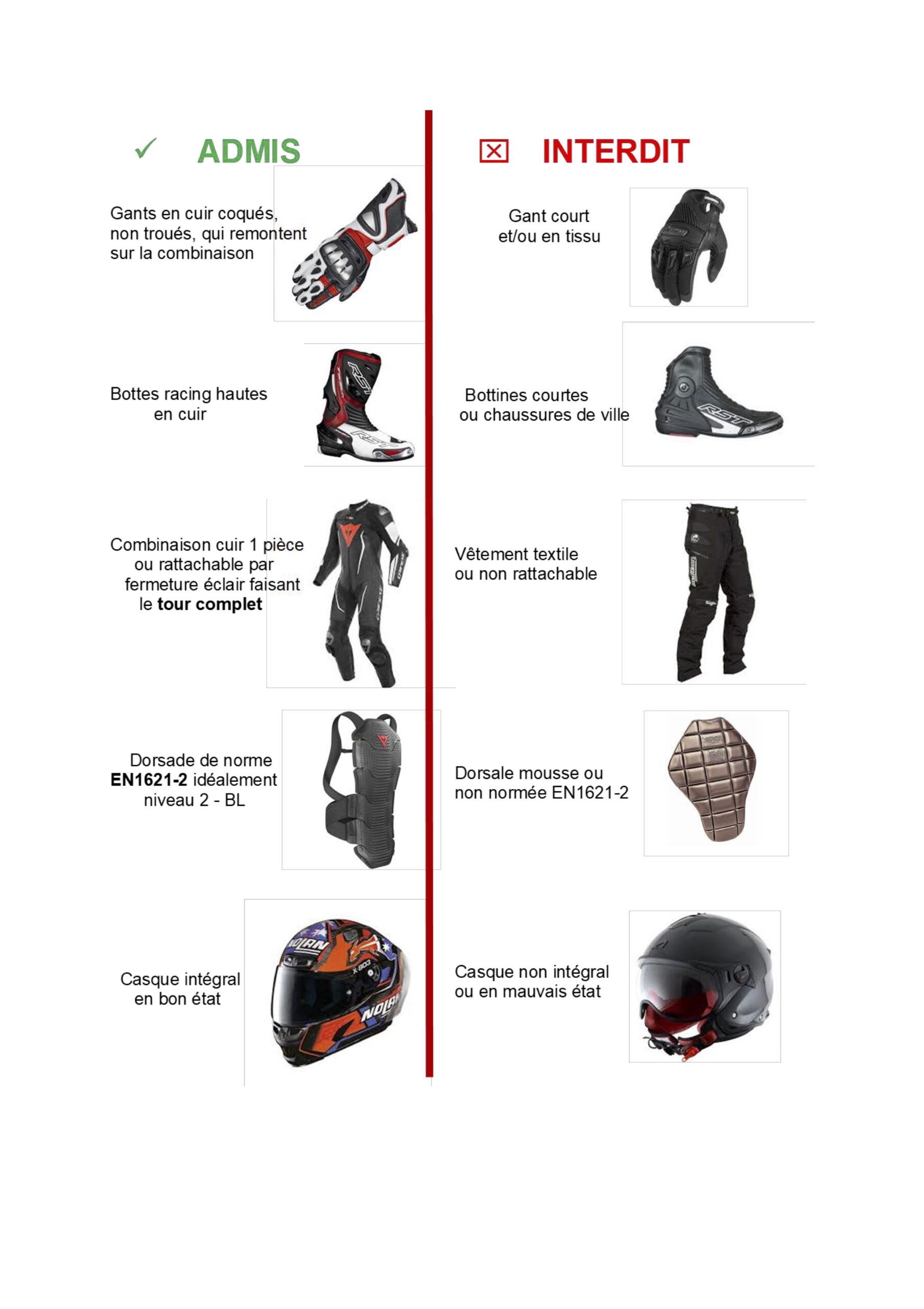 vêtements autorisés